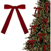  12pcs Red Velvet Christmas Bows for Tree, Wreath, Garland Decorations Vintage Velvet Bows with Gold Twist Ties for Holiday Crafts, Gift Wrapping