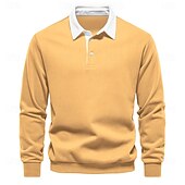 billiga Herrarnas Elite Huvtröjor &amp; Sweatshirts-Herr Polo sweatshirt Aprikos Svart Gul Rubinrött Marinblå Polokrage Slät Ledigt Dagligen Sport icke-tryck Häftig Ledigt Fleeced Vår &amp; Höst Kläder Pull Tröjor Långärmad