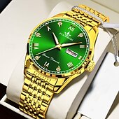 baratos Relógios Quartz-novo relógio masculino moderno e moderno com espelho de vidro reforçado com minerais, calendário luminoso, display de semana, multifuncional, à prova d&#039;água, esportivo
