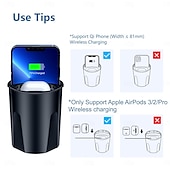 abordables Chargeurs de voiture-Support de chargement sans fil multifonction 4 en 1 pour téléphone Qi et Airpods 3/2/Pro, support de téléphone pour chargeur sans fil compatible avec la voiture