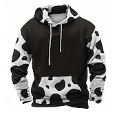 abordables sudaderas con capucha 3d para hombre-Hombre Vacas lecheras Sudaderas Sudadera Abrigos Sudadera con capucha Cuello Barco Moda Impresión 3D Fiesta Festivos Negro Correa Otoño Invierno Diseñador