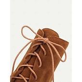 baratos Botas da moda-Botas femininas de salto alto com cadarço e salto bloco – calçados estilosos de inspiração vintage para o outono e roupas casuais