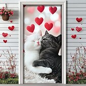 abordables Mariage-décorations extérieures de la Saint-Valentin, couvre-portes, tapisserie de porte, rideau de porte, décoration, toile de fond, bannière de porte intérieure/extérieure pour porte d'entrée, couple de