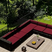 abordables Funda para Cojines de Patio-2 fundas de cojín para patio, 100 % impermeables, para sofá de exterior, de mimbre, funda de asiento de sofá impermeable, funda de silla de mimbre Oxford, protector de muebles