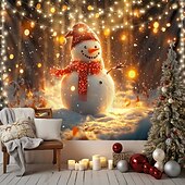 cheap Christmas Tapestry Hanging-Christmas Decorations Snowman Gifts Hanging Tapestry Xmas Wall Art Large Tapestry Mural Decor Photograph Backdrop Blanket Curtain Home Bedroom Living Room Decoration