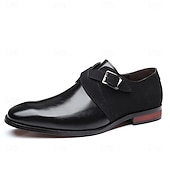 economico Semi-formale-scarpe da uomo con cinturino alla caviglia in pelle sintetica e pelle scamosciata bicolore – eleganti scarpe eleganti con fibbia per occasioni formali