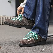 abordables Baskets-chaussures de randonnée en daim marron pour hommes - style vintage avec design à lacets roses et semelle durable pour les aventures en plein air