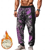 economico Pantaloni della tuta-Per uomo Camouflage Pantaloni della tuta in pile Vita elastica con coulisse Vintage Informale Esterno Interni Da giorno Tasche Termale Inverno Stampa 3D Blu Viola Arancione