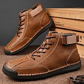 economico Stivaletti alla caviglia-stivaletti casual da uomo in similpelle marrone - design con lacci, cinturino regolabile e suola antiscivolo per il comfort quotidiano