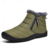 abordables Botas de invierno y nieve-Botas de nieve de invierno amarillas para hombre: impermeables, con forro de piel, cierre de cremallera, botines cálidos antideslizantes para clima frío