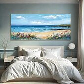 preiswerte Blumen-/Botanische Gemälde-blaues Ozean-Ölgemälde handgemachtes zeitgenössisches Indigo-Gemälde großes Himmel-Meer-Gemälde Kunst Ozean-Meer-Gemälde Wohnkultur-Gemälde 3D-Meer abstraktes Ölgemälde weiße Wellen Textur-Gemälde