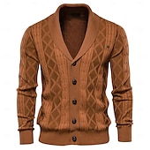 economico Maglioni e Cardigan Elite da Uomo-Per uomo Cardigan Maglia Patchwork Cerniera Tinta unica Colletto arrotolato Maglieria Elegante Scuola Allenamento Abbigliamento Autunno Inverno Rosso marrone Nero S M L