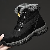 billiga Kängor-Herr Stövlar Snökängor Kängor Vinterkängor Fleecefoder Mocka Nylon Bekväm Halksäker Snörning Svart Grå