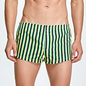 abordables Bóxer de hombre-Hombre 1 pc Boxer Boxers Cintura elástica 100% Algodón Transpirable Suave Cómodo Raya Tiro Medio Blanco Amarillo