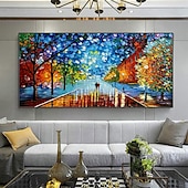 お買い得  風景画-ミンチュラ ハンドメイド テクスチャ 抽象風景 キャンバス 油絵 壁アート 装飾 モダン 抽象画 家の装飾用 ロール フレームなし 未伸張 絵画