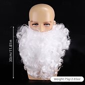 preiswerte Trendige synthetische Perücken-Weihnachtsmann-Bart- und Perückenset, weißer Bart und Perücke, lockige Weihnachtskostüm-Perücke für Männer