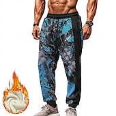 economico Pantaloni della tuta-Per uomo Camouflage Pantaloni della tuta in pile Vita elastica con coulisse Vintage Informale Esterno Interni Da giorno Tasche Termale Inverno Stampa 3D Blu Viola Arancione