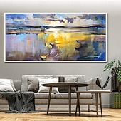 cheap Landscape Paintings-Mintura Handmade Lake View Oil Paintings On Canvas Wall Art Decoration Modern Abstract Landscape Picture For Home Decor Rolled Frameless Unstretched Painting