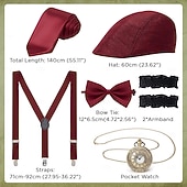 Недорогие Мужские костюмы 1920-х годов-Ретро Бурные 20-е 1920-е годы Инвентарь Жилет Набор аксессуаров барин Гангстер Маскарадный костюм Муж. Карнавальный костюм 8 ед. Рождество Хэллоуин Карнавал