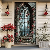 abordables Bannières de Garage et de Porte-Wedding Outdoor Decorations Door Covers Door Tapestry Door Curtain Decoration Backdrop Indoor/Outdoor Door Banner for Front Door Farmhouse Hearts
