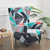 cheap Wingback Chair Cover-Stretch Printed Wingback Chair Cover Armchair Cover Durable and Elastic Slipcover with Stylish Print Design Perfect for Protecting and Refreshing Your Wingback Chair Ideal for Home Decor