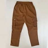 preiswerte Cargohosen-Herren Cargohose Cargohosen Cargohose Hose Hosen Freizeithose Zip Kordelzug Elastische Taille Glatt Komfort Weich In voller Länge Outdoor Täglich Laufen Modisch Strassenmode Schwarz Braun