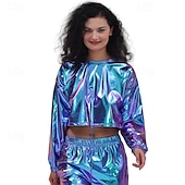 preiswerte Oberteile-1980er HipHop Glänzend Metallisch Bauchfreies Top Sweatshirt Disco Damen Karnevalskostüm Karneval Leistung Party Pride Parade Erwachsene Oberteil