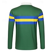 cheap Men&#039;s Classic Polo-Men&#039;s Golf Shirt Golf Polos Shirts Work Casual Lapel Long Sleeve Basic Modern Color Block Patchwork Buttons Spring &amp;  Fall Regular Fit Navy Blue Green Golf Shirt