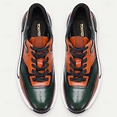 economico Scarpe da ginnastica in pelle premium-sneakers da uomo in pelle di vacchetta di alta qualità – scarpe casual vintage con lacci e design a blocchi di colore per tutti i giorni e per la moda