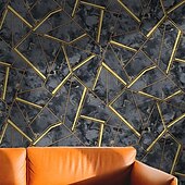 baratos Papel de Parede-1 rolo de papel de parede minimalista não autoadesivo com linhas geométricas 3d e listras irregulares em pvc, papel de parede à prova d&#039;água para sala de estar