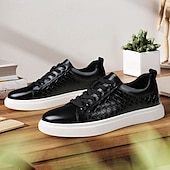 economico Sneakers da uomo-sneakers da uomo in similpelle intrecciata marrone - design casual con lacci e comoda suola bianca per l&#039;uso quotidiano