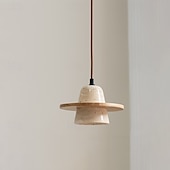 economico Luci a sospensione-wabi sabi lampada a sospensione in pietra naturale decor lampada a sospensione in cemento lampada a sospensione in travertino comodino corridoio bar club paralume in legno 20 cm 85-265v