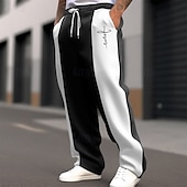 cheap Sweatpants-Men&#039;s Christmas Pants Sweatpants Trousers Straight Leg Sweatpants Pocket Drawstring Elastic Waist Color Block Cross Comfort Christmas Sports Outdoor Fashion Casual Black Dark Blue Micro-elastic