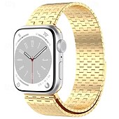 baratos Pulseiras de Apple Watch-Loop Solo Compatível com Pulseira Apple Watch 38mm 40mm 41mm 42mm 44mm 45mm 49mm Fecho Magnético Ajustável Aço Inoxidável pulseira de substituição para iwatch Ultra 2 Series 9 8 7 SE 6 5 4 3 2 1