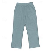 baratos Clássico-Homens Calças de linho Calças Calça verão Com Cordão Cintura elástica Perna reta Tecido Conforto Respirável Comprimento total Ao ar livre Casual Diário Moda Estilo Clássico Preto Branco