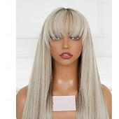 baratos Perucas de seda frontais de cabelo natural-Cabelo humano remy Fechamento 5x5 13x4 Lace Front Peruca Com Franjas Cabelo Brasileiro Liso Liso Seda Multi Cores Peruca 130% 150% Densidade do Cabelo Cabelo com Luzes / Reflexos Riscas Naturais Sem