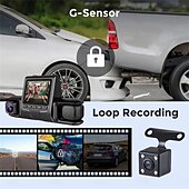 cheap Car DVR-3 Lens Car Video Recorder Motion Detection HD 1080P Vehicle Driving Recorder G-Sensor Auto Video Camera LCD Display Night Vision