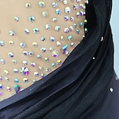 ieftine Rochii de patinaj artistic-Rochie de Patinaj Artistic Pentru femei Fete Πατινάζ στο πάγο Rochii Gri Închis Peteci Plasă Înaltă Elasticitate Antrenament Competiție Ținută Patinaj Clasic Cristale / Strasuri Manșon Lung Patinaj