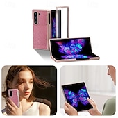 رخيصةأون جراب سامسونج-هاتف غطاء من أجل زي فولد 6 غطاء خلفي حامل قلم رصاص بلينغ بريق لامعة ضد الصدمات مكتب  /  الأعمال TPU جلد PU