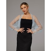 abordables enveloppes d&#039;invité de mariage-boléro en maille protection solaire manches longues bouffantes transparent cache-épaules boléro en tulle organza de mariée mode invité de mariage écharpe femme tout-assorti printemps&amp;amp;robe d&#039;été