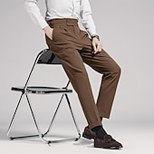 cheap Slim-Men's Graduation Dress Pants Trousers Chinos Buttons Pocket Solid Color Comfort Formal Party Work Fashion Classic Style Black Navy Blue Micro-elastic
