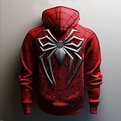 economico felpe 3d da uomo-Per uomo SPIDER Felpe Felpa Soprabiti Felpa con cappuccio Girocollo Di tendenza Stampa 3D Feste Per eventi Abbigliamento di strada Rosso A cordoncino Autunno Inverno progettista