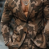 economico Blazer Stampati da Uomo-Per uomo Mimetico Manica Lunga Collo ripiegato Casual Militare All&#039;aperto Streetwear Quotidiano Bottoni Stampa 3D Multi-tasche
