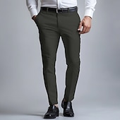 preiswerte Semi-formelle Anzüge-Herren Anzughose lange Hose schwarz weiß dunkelmarine einfarbig mikroelastisch Standard Fit 2024