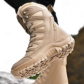 baratos Botas de combate-botas táticas de inverno masculinas – botas de neve quentes, forradas com pele sintética, impermeáveis, de cano alto e com sola antiderrapante, ideais para caminhadas ao ar livre e clima frio