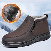 levne Zima a sněhové boty-pánské teplé zimní kotníkové boty s fleecovou podšívkou a bočním zipem – pohodlné, neklouzavé outdoorové boty do chladného počasí
