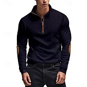 baratos Suéteres básicos-Homens Moletom Moletom com zíper Preto Branco Azul Marinha Cinza Claro Cinzento Escuro Meio Zíper Bloco de cor Bolso frontal Textura Desportos e Ar livre Diário Feriado Poliéster Roupa de rua Básico