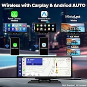 baratos Eletrónica para automóveis-estéreo de carro sem fio para apple carplay com câmera de painel 2.5k 1080p câmera de backup tela sensível ao toque portátil navegação gps para carro receptor de som de carro com bluetooth airplay aux/fm