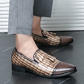 economico Semi-formale-mocassini da uomo in similpelle con motivo coccodrillo marrone e dettaglio nappa – eleganti scarpe eleganti slip-on per occasioni formali e abbigliamento da ufficio