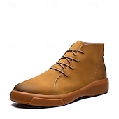 abordables Bottines-bottines décontractées en similicuir pour hommes avec design à lacets, semelle antidérapante confortable, parfaites pour un usage quotidien et des activités de plein air